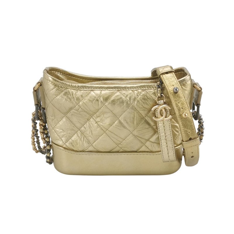 Chanel Gabrielle流浪包小號油蠟皮菱格絎縫雙鏈條設計單肩包斜挎包-0