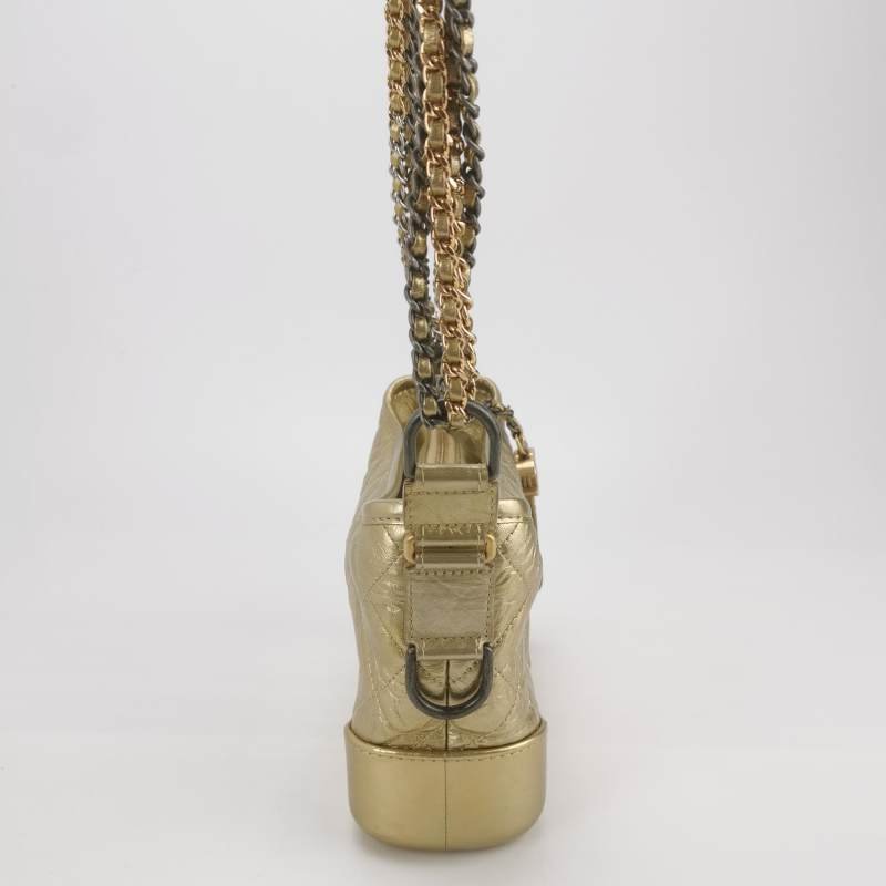 Chanel Gabrielle流浪包小號油蠟皮菱格絎縫雙鏈條設計單肩包斜挎包-3