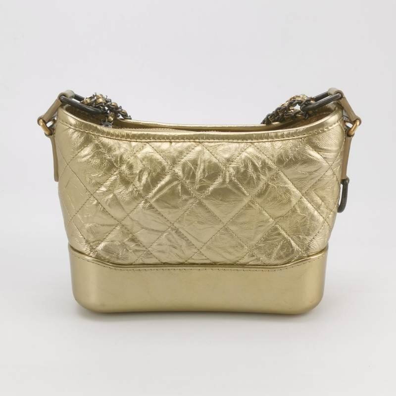 Chanel Gabrielle流浪包小號油蠟皮菱格絎縫雙鏈條設計單肩包斜挎包-4