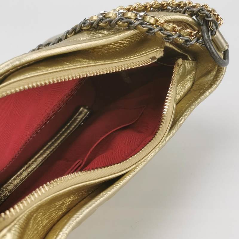 Chanel Gabrielle流浪包小號油蠟皮菱格絎縫雙鏈條設計單肩包斜挎包-6