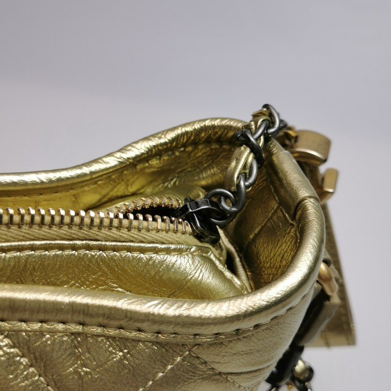 Chanel Gabrielle流浪包小號油蠟皮菱格絎縫雙鏈條設計單肩包斜挎包-12