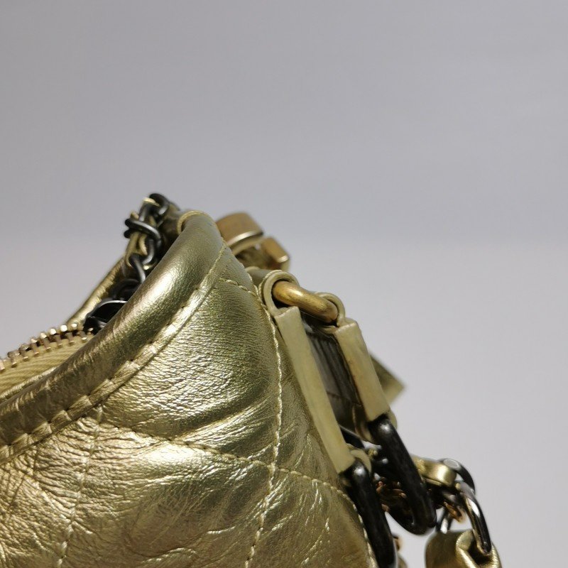 Chanel Gabrielle流浪包小號油蠟皮菱格絎縫雙鏈條設計單肩包斜挎包-13