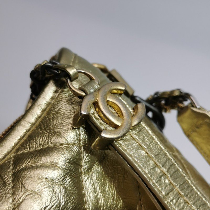 Chanel Gabrielle流浪包小號油蠟皮菱格絎縫雙鏈條設計單肩包斜挎包-14