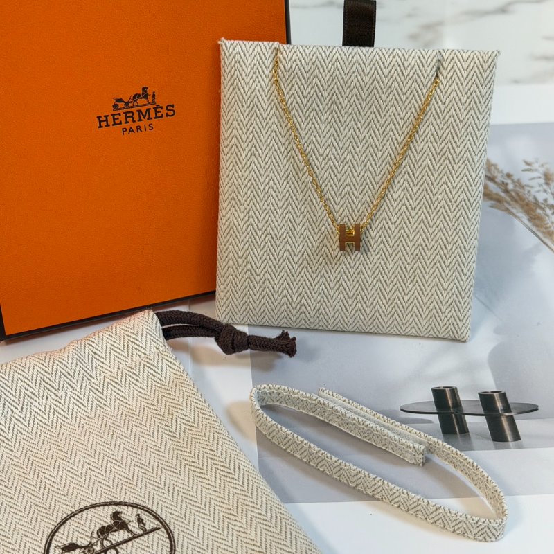 HERMES Mini pop H項鍊 - 新棕金-8