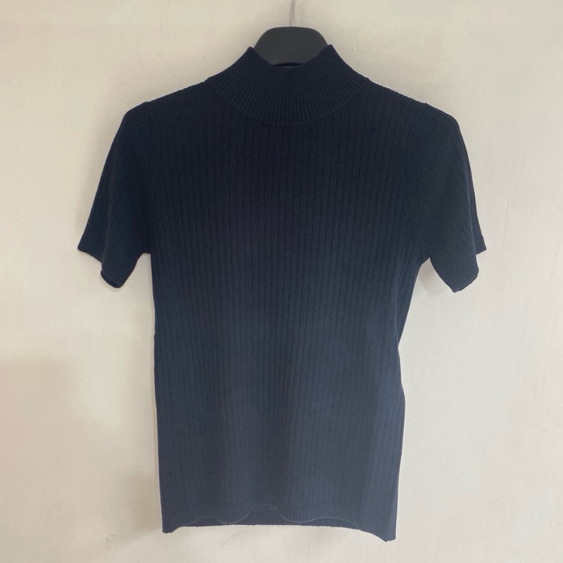 MaxMara-Jangy 羅紋 桑蝅絲/羊毛 彈性 半袖針織衫 #XS S M-0