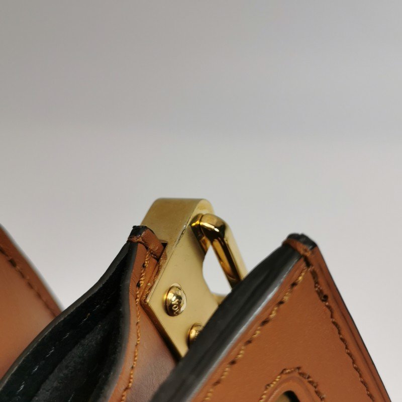 Louis Vuitton(LV)Dauphine達芙妮中號牛皮拼色Monogram印花LV搭扣單肩包晶片款-12