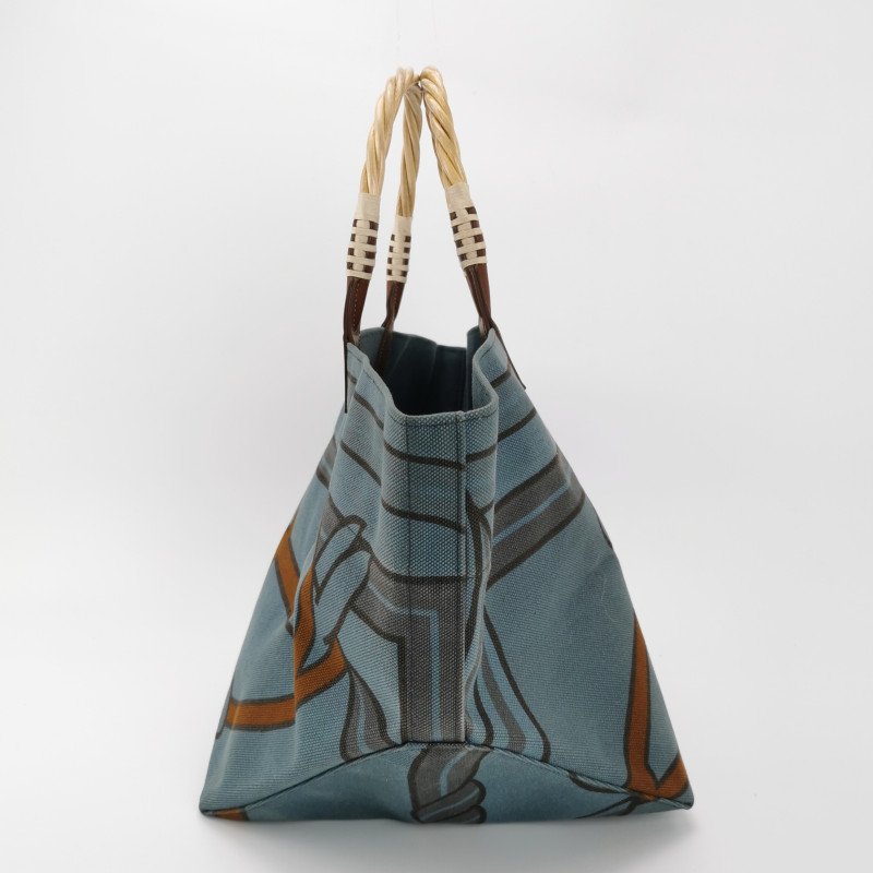 Hermes Steeple單肩包帆布Hunter牛皮藍色棕色框P刻-2