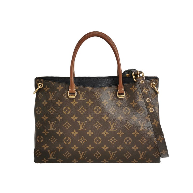 Louis Vuitton(LV)Pallas傳奇包大號牛皮Monogram印花V形拼色單肩包-0