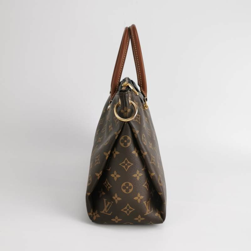 Louis Vuitton(LV)Pallas傳奇包大號牛皮Monogram印花V形拼色單肩包-2