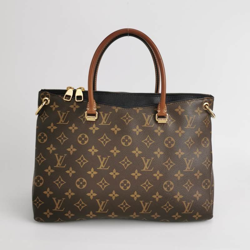 Louis Vuitton(LV)Pallas傳奇包大號牛皮Monogram印花V形拼色單肩包-4