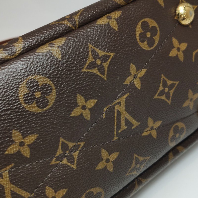 Louis Vuitton(LV)Pallas傳奇包大號牛皮Monogram印花V形拼色單肩包-19