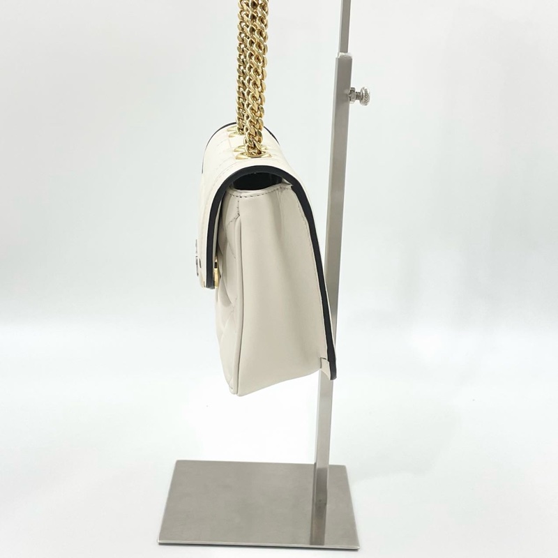 GUCCI古馳 Deco系列 白色鏈條包，小號豆腐包壓扣秀款-2