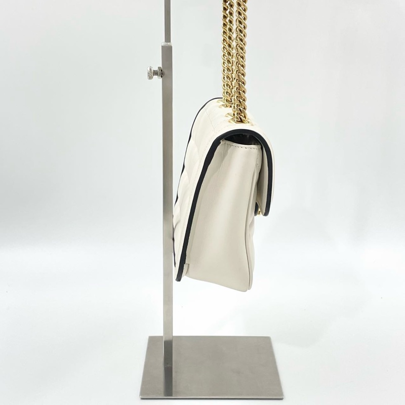 GUCCI古馳 Deco系列 白色鏈條包，小號豆腐包壓扣秀款-3