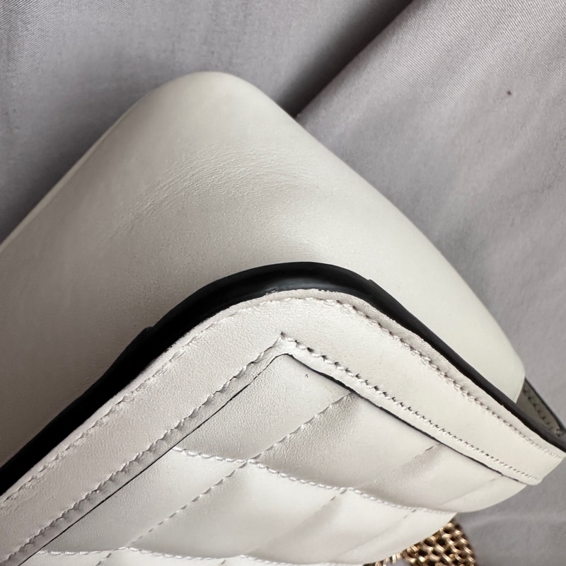 GUCCI古馳 Deco系列 白色鏈條包，小號豆腐包壓扣秀款-10