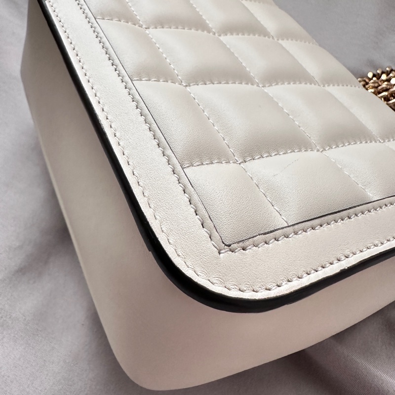 GUCCI古馳 Deco系列 白色鏈條包，小號豆腐包壓扣秀款-11