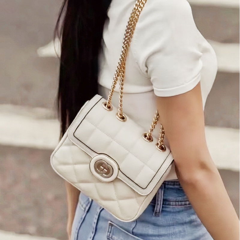 GUCCI古馳 Deco系列 白色鏈條包,小號豆腐包(近新閒置款)-0