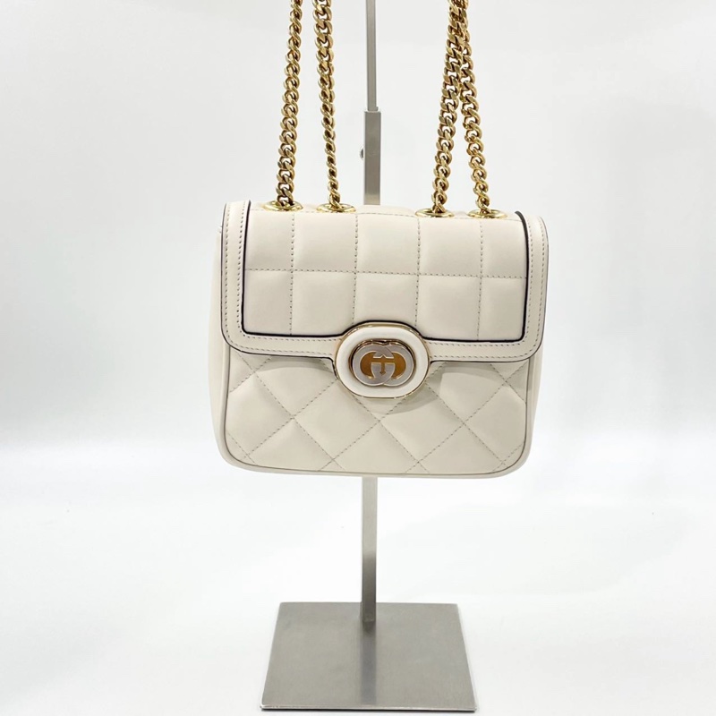 GUCCI古馳 Deco系列 白色鏈條包,小號豆腐包(近新閒置款)-2