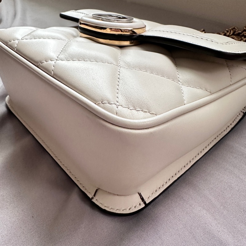 GUCCI古馳 Deco系列 白色鏈條包,小號豆腐包(近新閒置款)-3