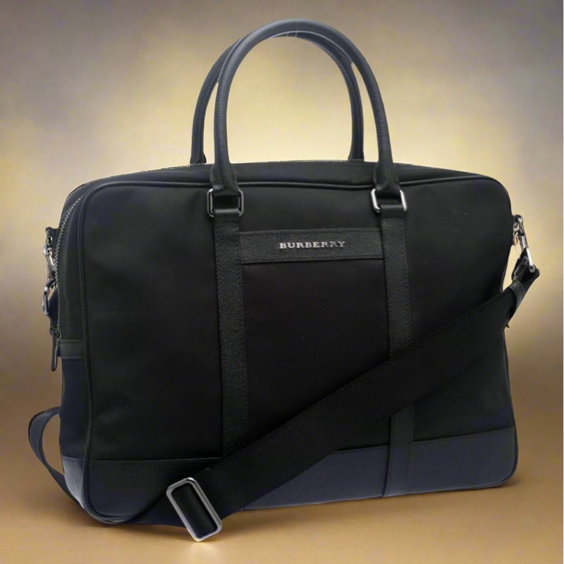 BURBERRY 黑色 尼龍 筆電包 電腦包 公事包 文件包 肩背包 側背包 斜背包-1