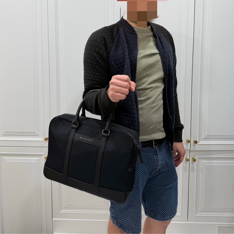 BURBERRY 黑色 尼龍 筆電包 電腦包 公事包 文件包 肩背包 側背包 斜背包-2