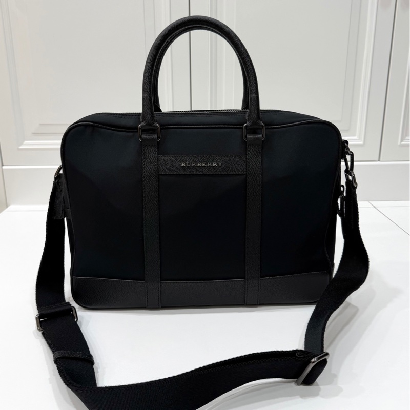 BURBERRY 黑色 尼龍 筆電包 電腦包 公事包 文件包 肩背包 側背包 斜背包-3