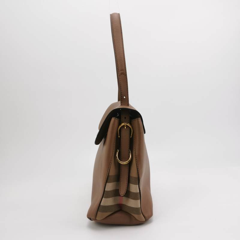 Burberry Camberley中號牛皮帆布純色字母logo單肩包-2