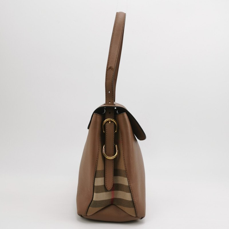 Burberry Camberley中號牛皮帆布純色字母logo單肩包-3