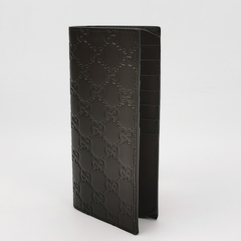 Gucci牛皮純色雙G老花壓紋錢包-1