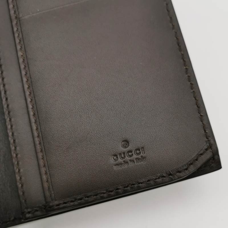 Gucci牛皮純色雙G老花壓紋錢包-6