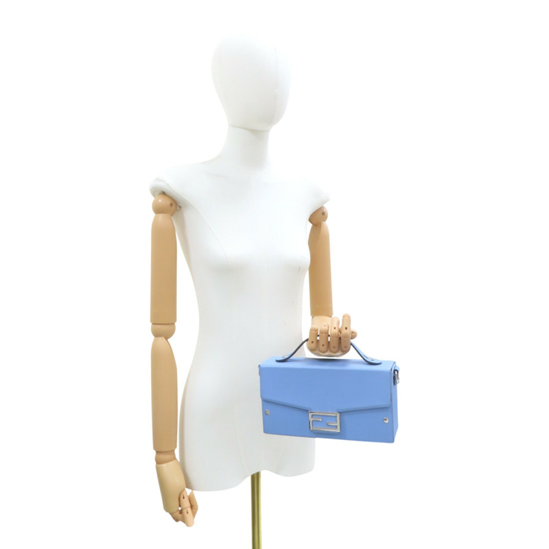 藍色 帆布小牛皮飾邊 Baguette Soft Trunk 硬殼 兩用包【FENDI 芬迪】 7VA565-8