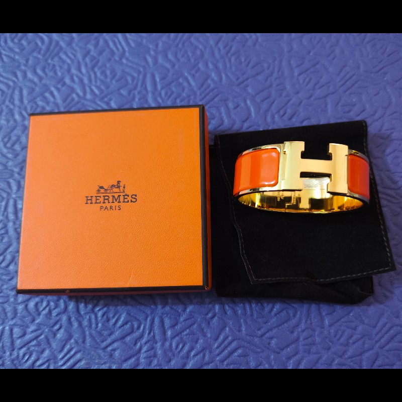 Heemes橘金琺瑯寬版手環-0