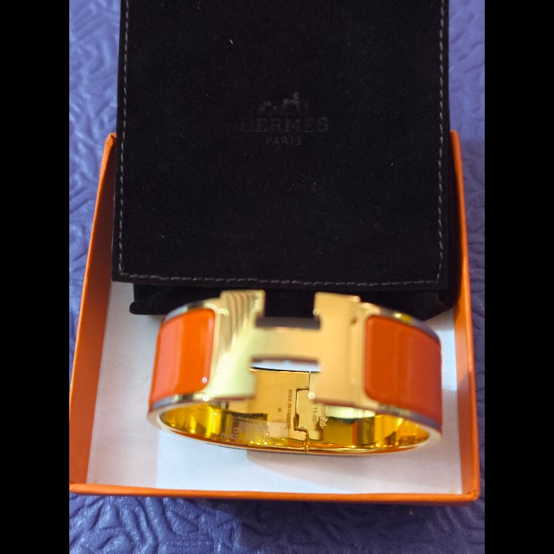 Heemes橘金琺瑯寬版手環-1