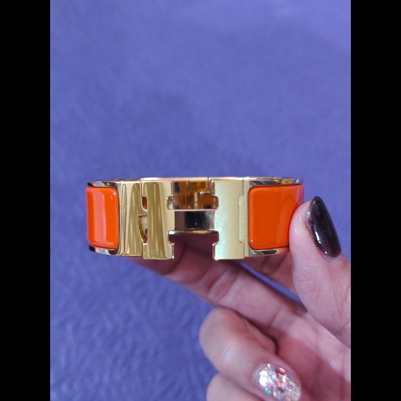 Heemes橘金琺瑯寬版手環-2