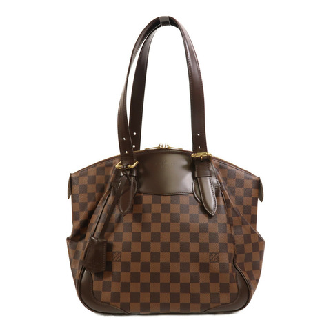 LOUIS VUITTON Damier Verona MM金扣肩背袋棕色