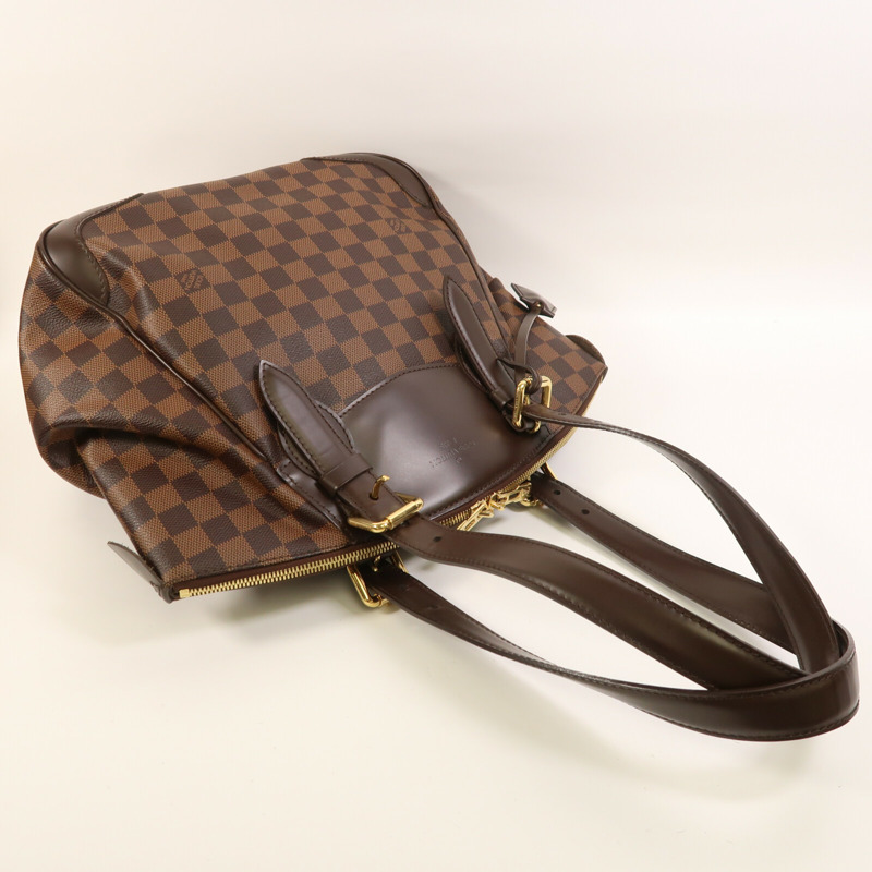 LOUIS VUITTON Damier Verona MM金扣肩背袋棕色-8