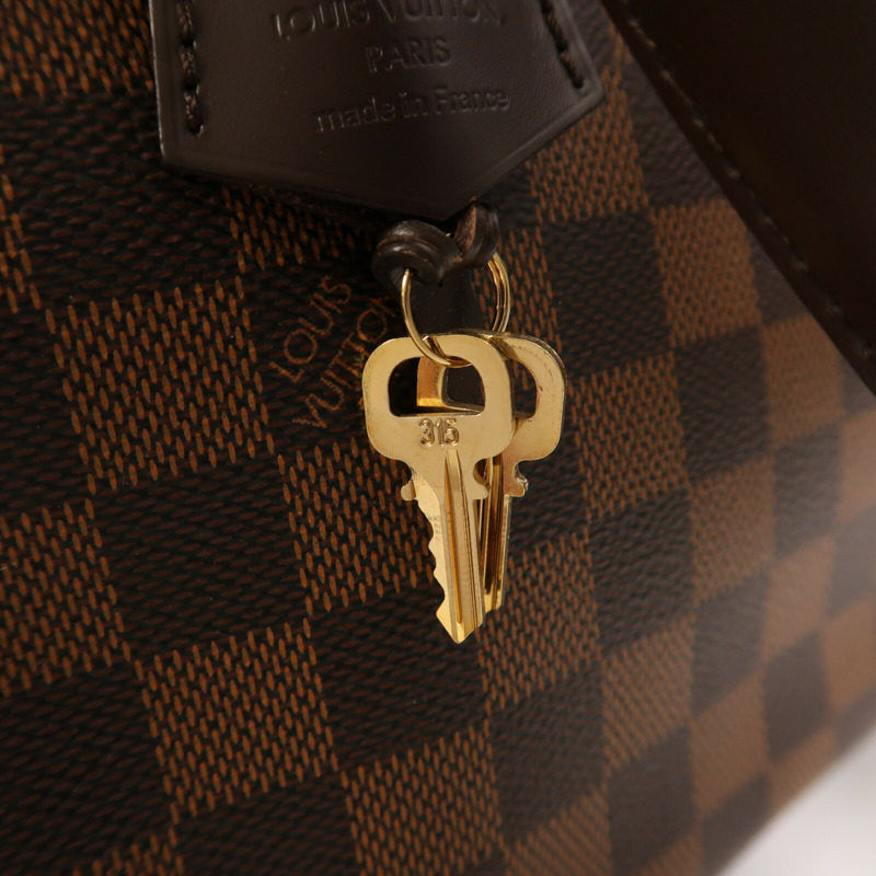 LOUIS VUITTON Damier Verona MM金扣肩背袋棕色-12