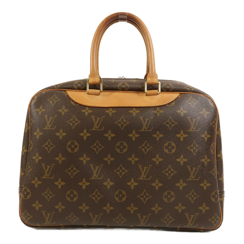 LOUIS VUITTON Monogram Deauville金扣手挽袋棕色-1