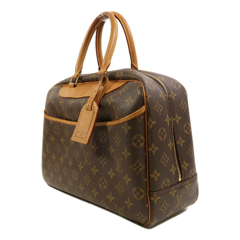 LOUIS VUITTON Monogram Deauville金扣手挽袋棕色-2