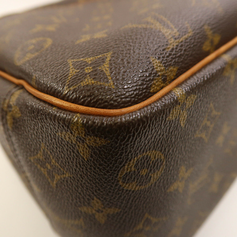 LOUIS VUITTON Monogram Deauville金扣手挽袋棕色-5