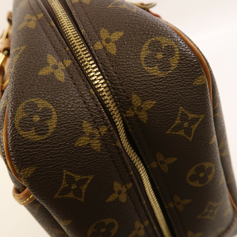 LOUIS VUITTON Monogram Deauville金扣手挽袋棕色-12