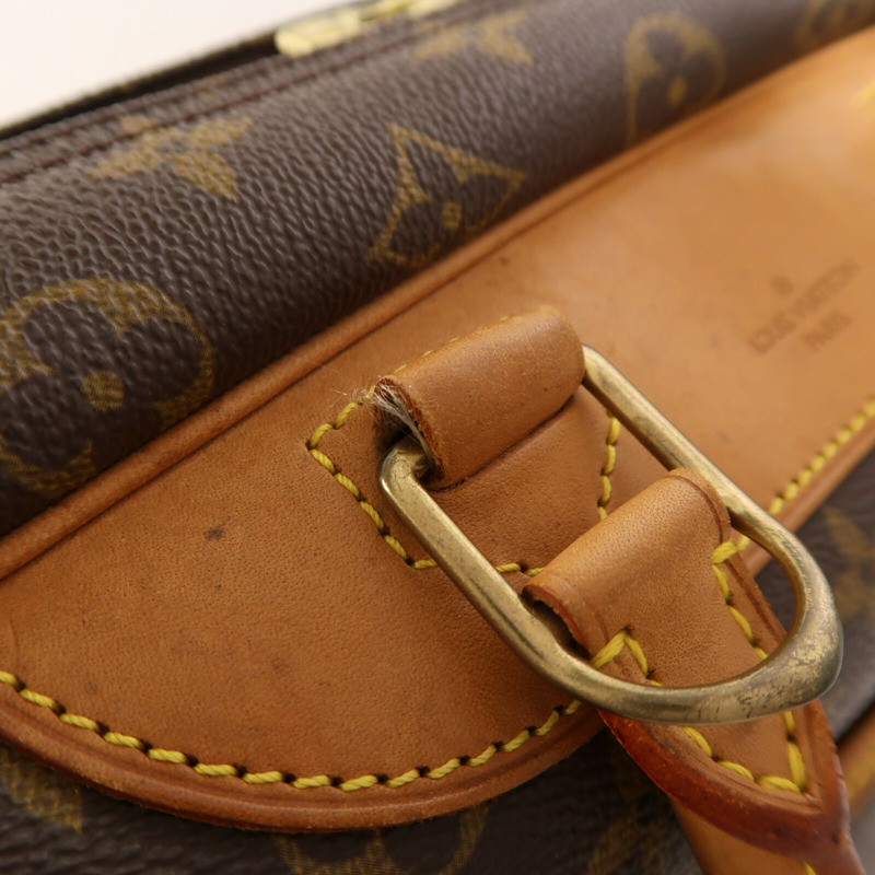 LOUIS VUITTON Monogram Deauville金扣手挽袋棕色-14
