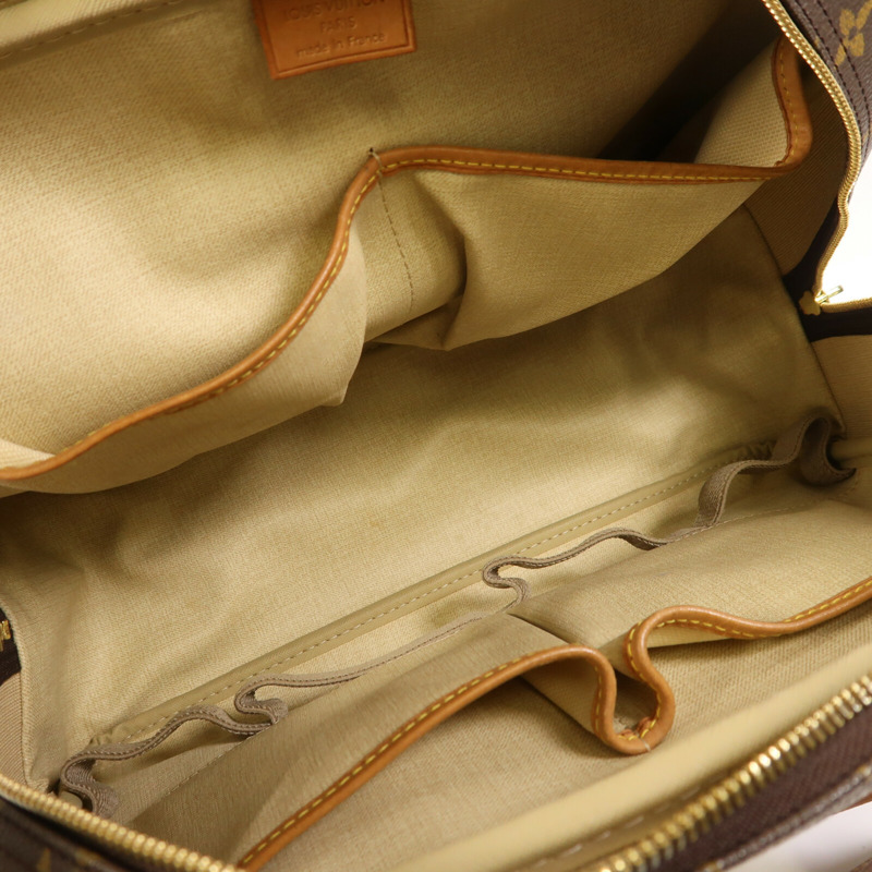 LOUIS VUITTON Monogram Deauville金扣手挽袋棕色-16