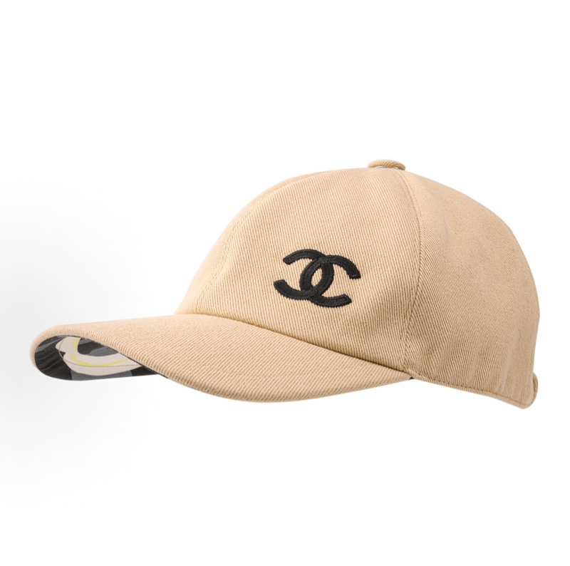 CHANEL香奈兒 23B 刺繡雙c Logo 棉 鴨舌帽 米色 閒置新未使用過-0