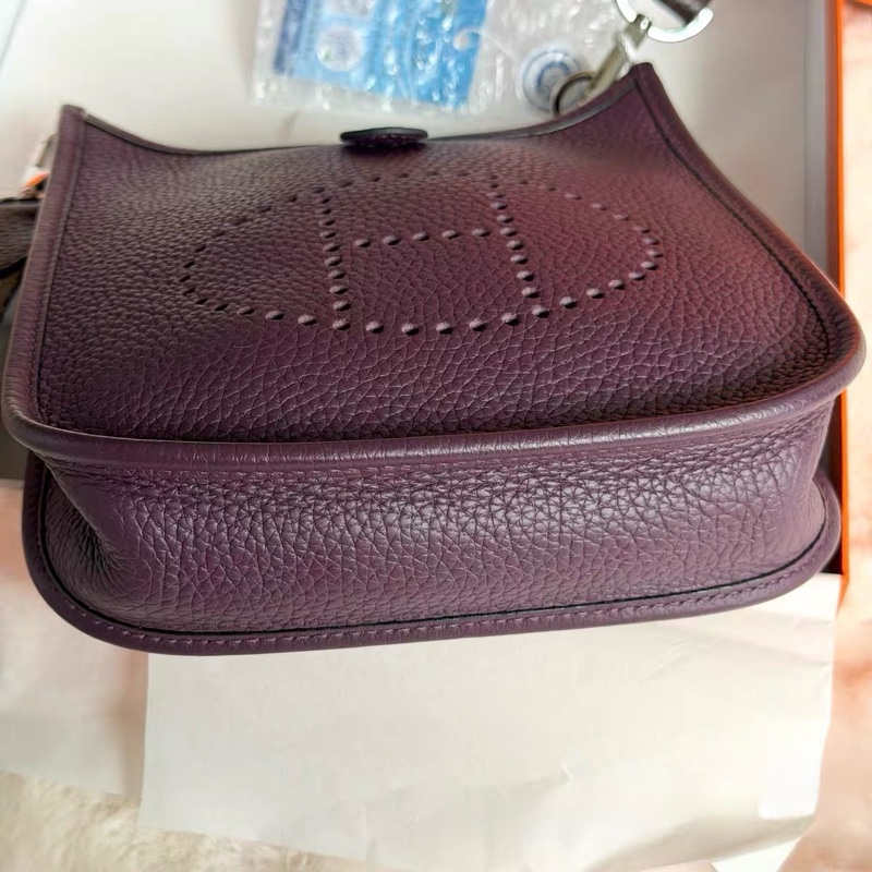 全新 超划算 愛馬仕 Hermès Mini Evelyne 紫／深紫・拼色背帶・日常神包-5