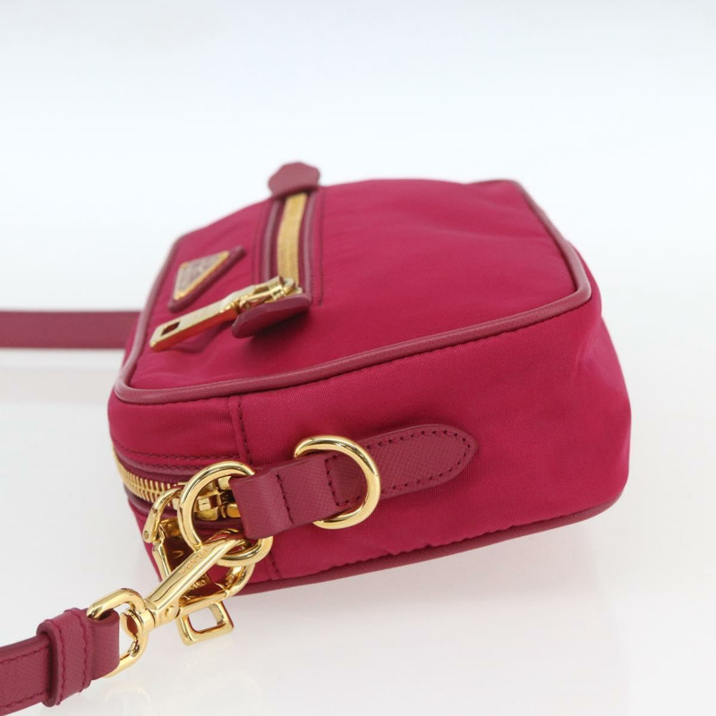 【日本直送】PRADA 尼龍粉金肩包 Auth 161682V-2