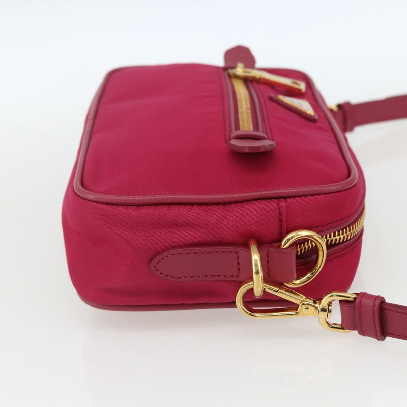 【日本直送】PRADA 尼龍粉金肩包 Auth 161682V-3
