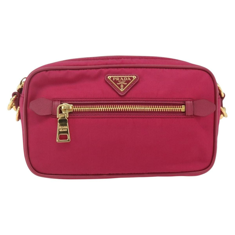 【日本直送】PRADA 尼龍粉金肩包 Auth 161682V-12