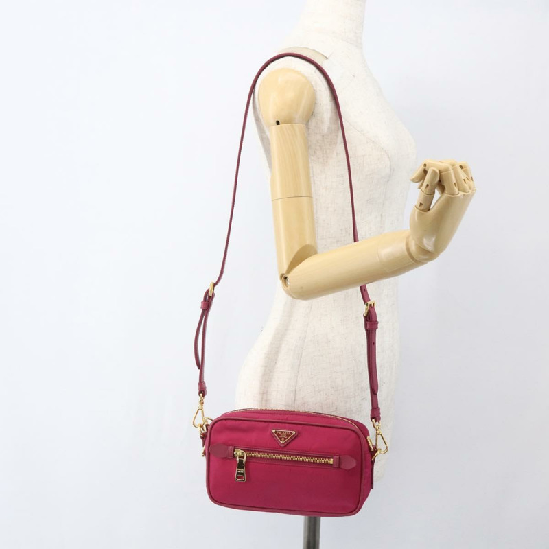 【日本直送】PRADA 尼龍粉金肩包 Auth 161682V-24