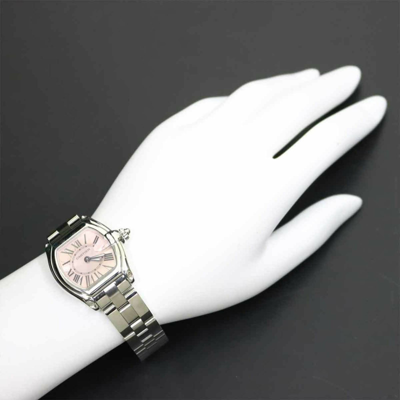 卡地亞 Roadster SM W62017V3 女士腕錶，粉紅石英機芯，附日期顯示-3