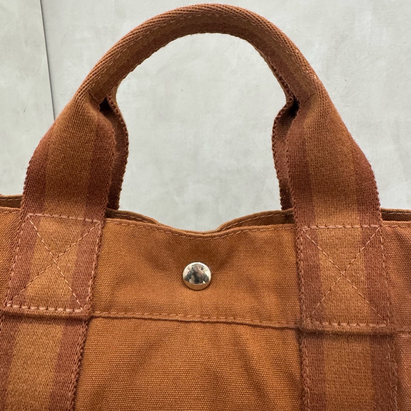 Hermès 帆布 拼皮手提包 購物包 vintage 特價出清-15